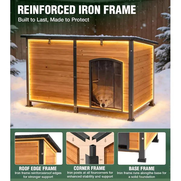 Gwynette 59" Extra Large Heated Outdoor Dog House for Large Dogs Insulated