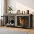 Heavy Duty 54 Inch Double Dog Crate Furniture, Decorative Multi-Pet House Kennel Cage